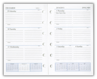 six hole mini calendar refill insert